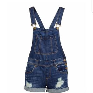 Distressed shorts overalls NWT
